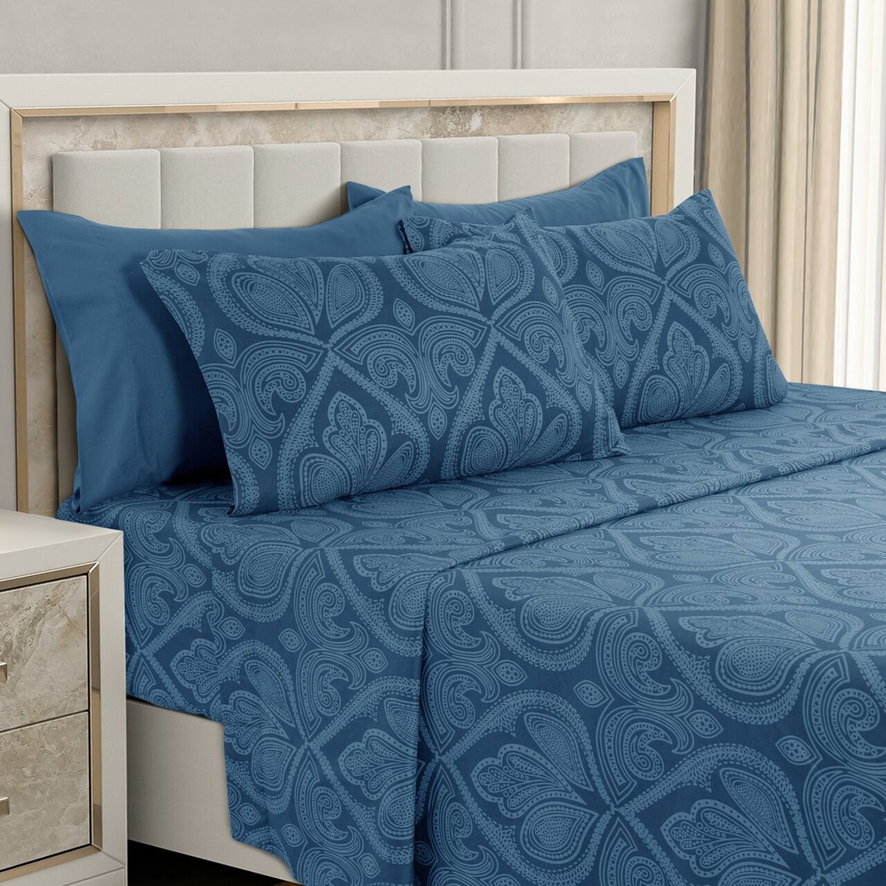 Paisley Printed - Deep Pocket Premier Microfiber 6 Piece Bed Sheet Set